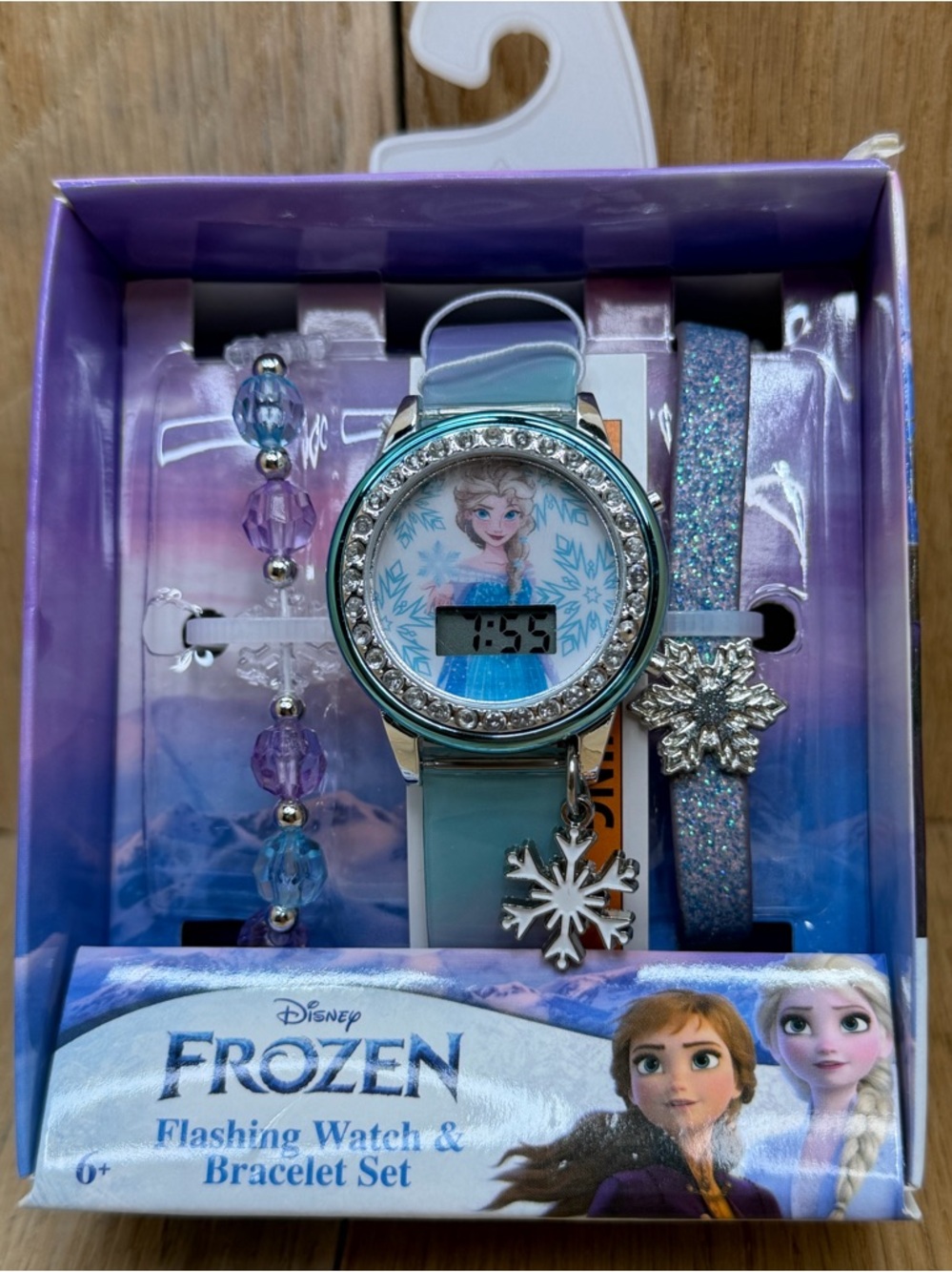 Disney Frozen Kids Elsa Flashing Watch & Bracelet - 3 Piece Set NEW